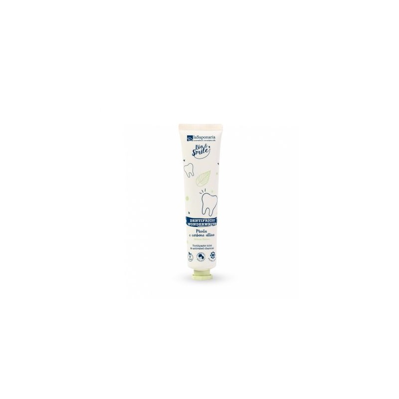 BĚLÍCÍ ZUBNÍ PASTA WONDER WHITE - MÁTA A AKTIVNÍ UHLÍ (75 ml) laSaponaria