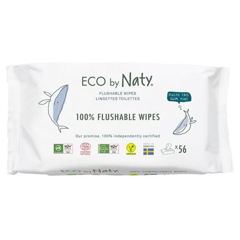 ECO VLHČENÉ UBROUSKY BEZ VŮNĚ - SPLACHOVATELNÉ (56 ks) Naty