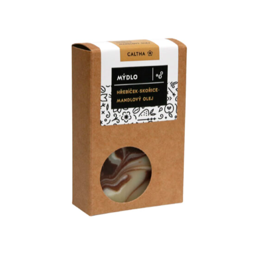 TUHÉ MÝDLO - HŘEBÍČEK, SKOŘICE A MANDLOVÝ OLEJ (100 g) Caltha