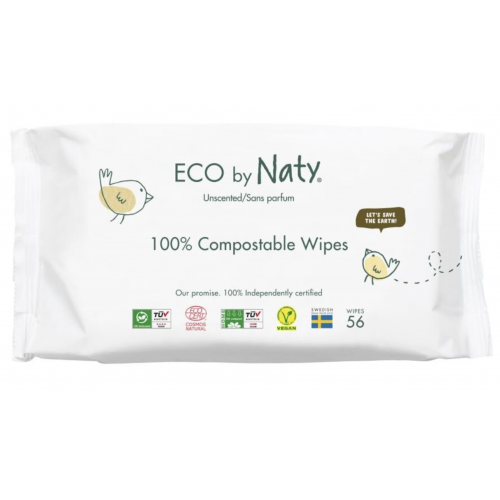 ECO VLHČENÉ UBROUSKY BEZ VŮNĚ - KOMPOSTOVATELNÉ (56 ks) Eco by Naty