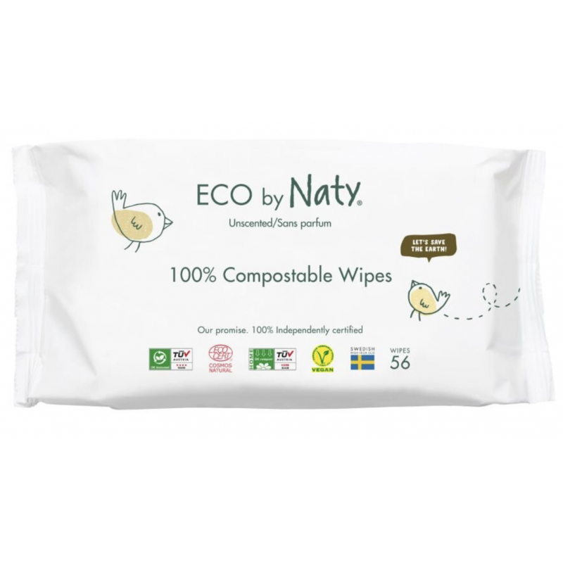 ECO VLHČENÉ UBROUSKY BEZ VŮNĚ - SPLACHOVATELNÉ (56 ks) Eco by Naty