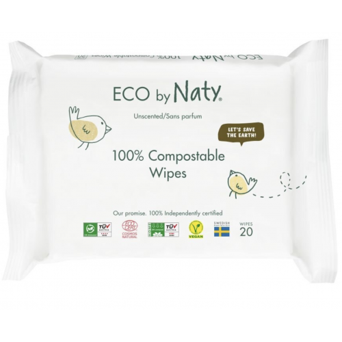 ECO VLHČENÉ UBROUSKY BEZ VŮNĚ - KOMPOSTOVATELNÉ (20 ks) Eco by Naty