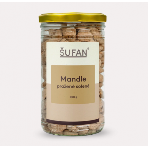 MANDLE PRAŽENÉ SOLENÉ VE SKLE (500 g) Šufan