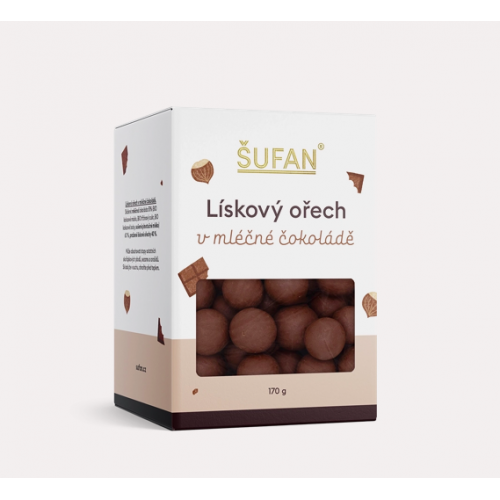 LÍSKOVÝ OŘECH V MLÉČNÉ ČOKOLÁDĚ (170 g) Šufan
