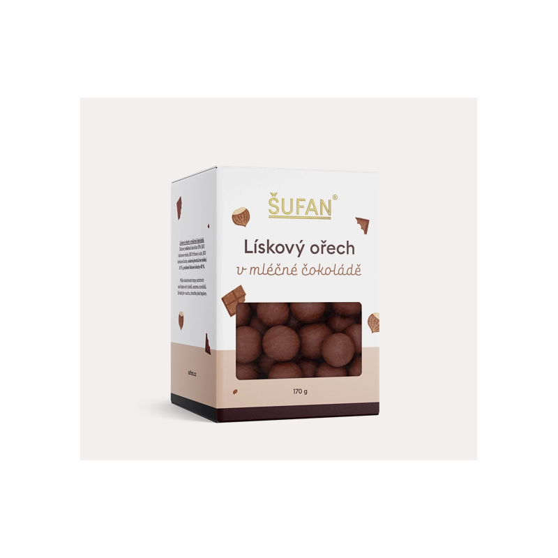 LÍSKOVÝ OŘECH V MLÉČNÉ ČOKOLÁDĚ (170g) Šufan