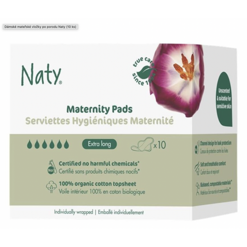 DÁMSKÉ MATEŘSKÉ VLOŽKY PO PORODU (10 ks) Naty