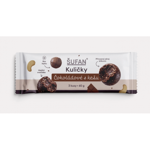 KULIČKY ČOKOLÁDOVÉ S KEŠU (60 g) Šufan