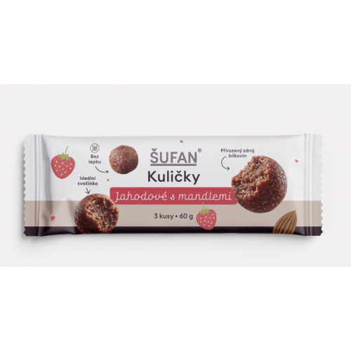 KULIČKY JAHODOVÉ S MANDLEMI (60 g) Šufan