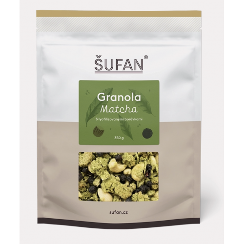 GRANOLA MATCHA S LYOFILIZOVANÝMI BORŮVKAMI (350 g) Šufan