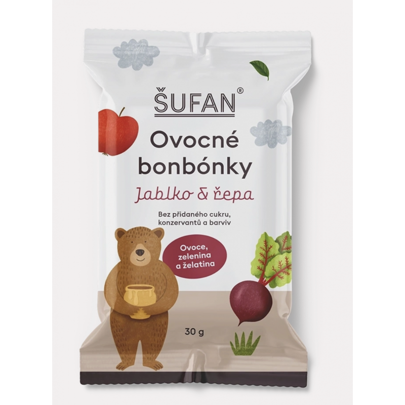 OVOCNÉ BONBÓNKY JABLKO A ŘEPA (30 g) Šufan
