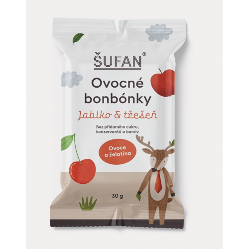 OVOCNÉ BONBÓNKY JABLKO A TŘEŠEŇ (30 g) Šufan