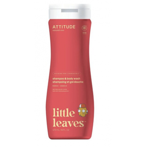 DĚTSKÉ TĚLOVÉ MÝDLO A ŠAMPON 2v1 LITTLE LEAVES - MANGO (473 ml) Attitude