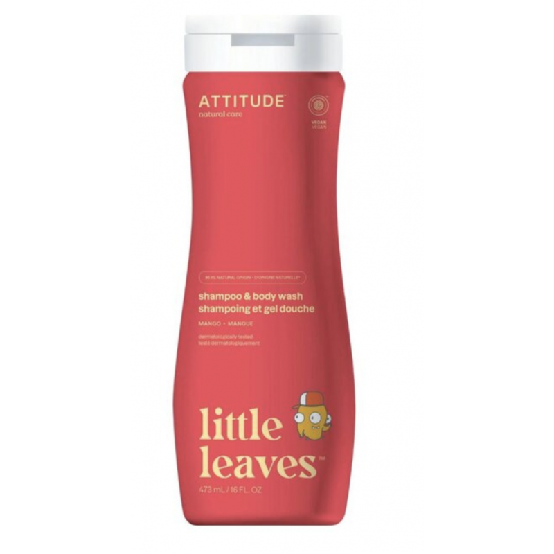 DĚTSKÉ TĚLOVÉ MÝDLO A ŠAMPON 2v1 LITTLE LEAVES - MANGO (473 ml) Attitude
