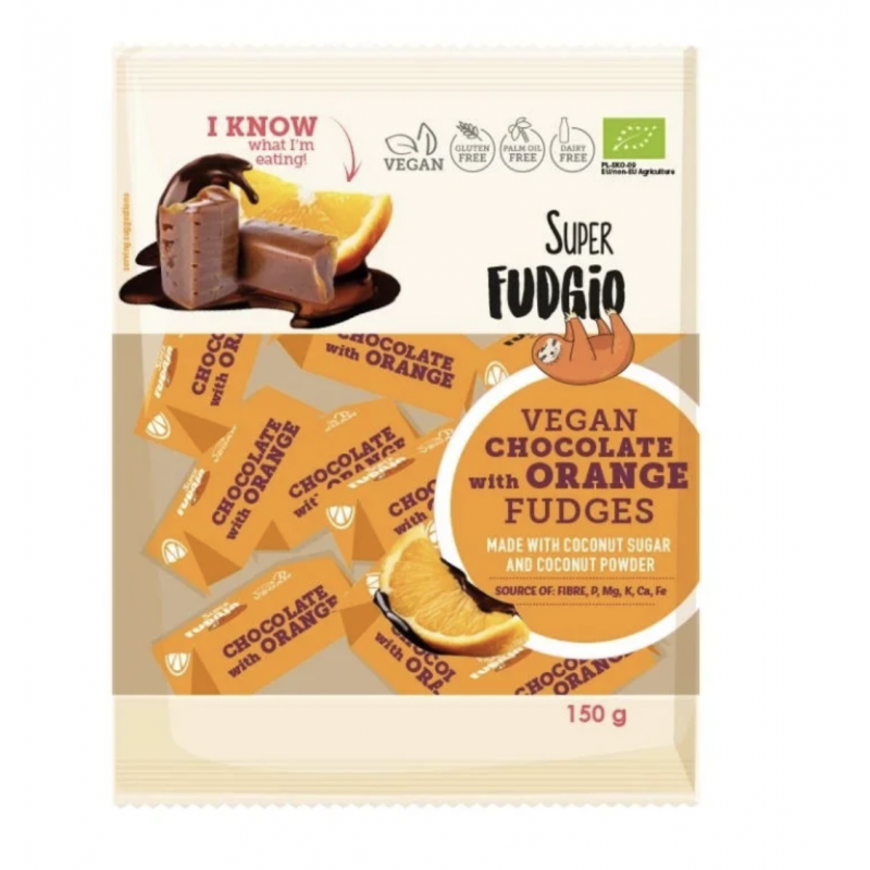 BIO VEGANSKÉ KARAMELY - ČOKOLÁDOVÝ POMERANČ (150 g) Super Fudgio