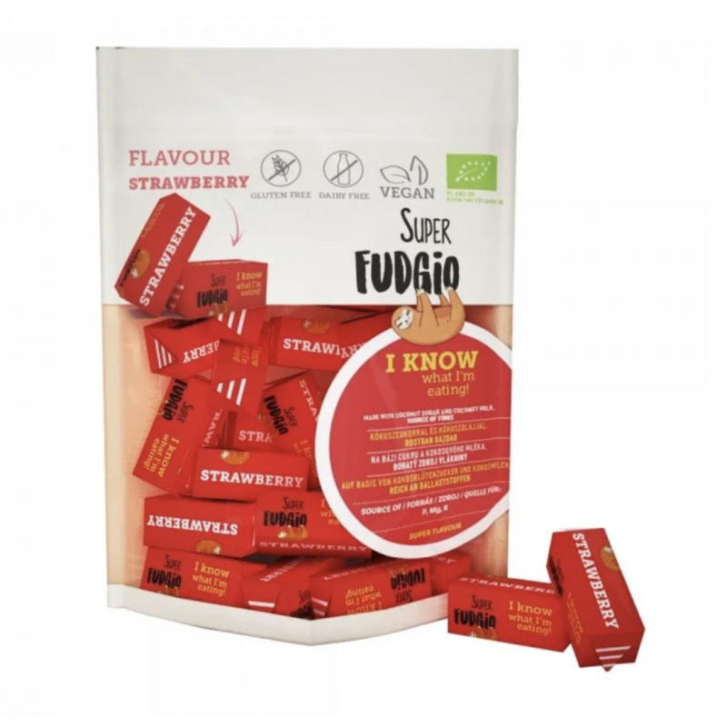 BIO VEGANSKÉ KARAMELY - JAHODA (150 g) Super Fudgio